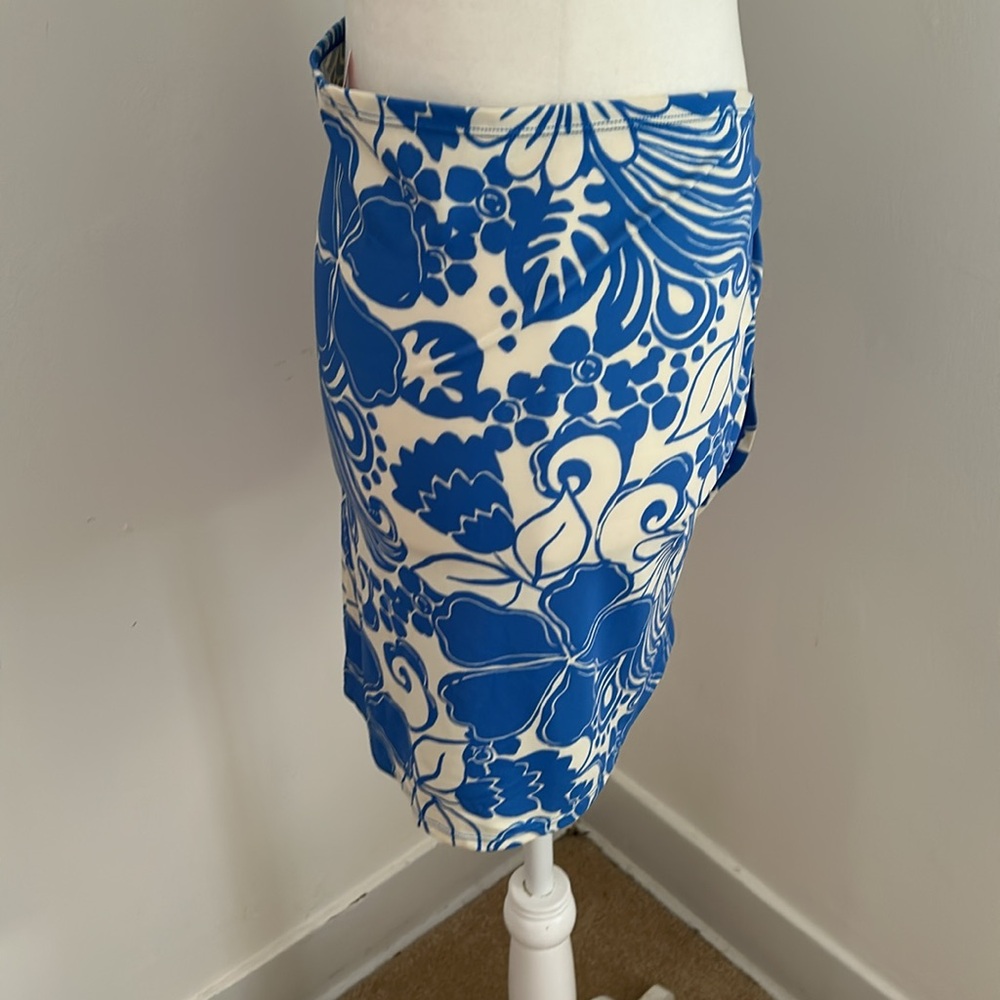 Vintage Victoria's Secret Blue and White Floral Print Sarong Sz XS/S - Picture 2 of 5